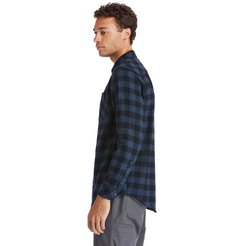 Timberland Πουκαμισα Ανδρικα Σκουρο Μπλε - Pro® Woodfort Midweight Flannel Work - Greece 2580419-EO